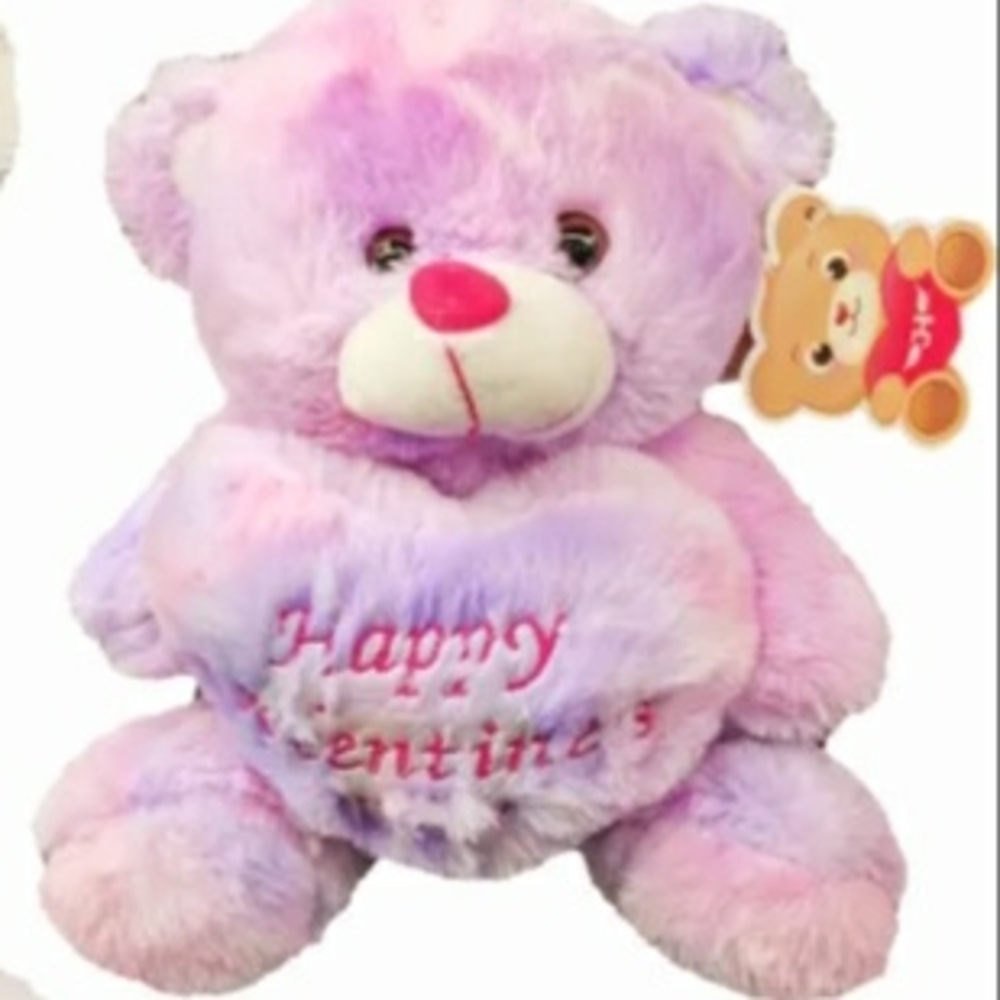 Valentine's Day Pink and Purple Teddy Bear NWT - Picture 2 of 2